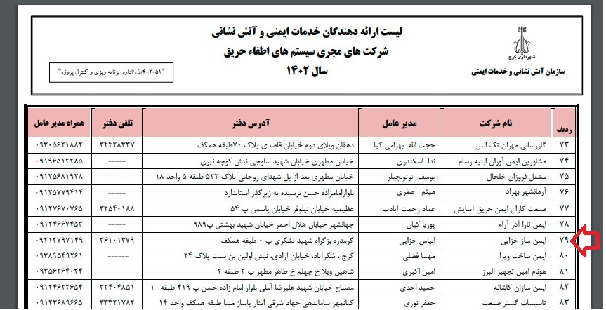 مشاور آتش نشانی